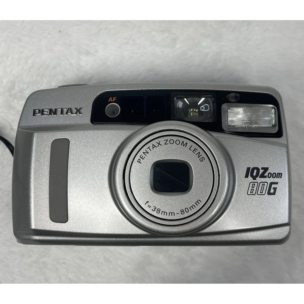Pentax IQZoom 80G 35mm Point & Shoot Film Camera Bundle Case Manual Tested